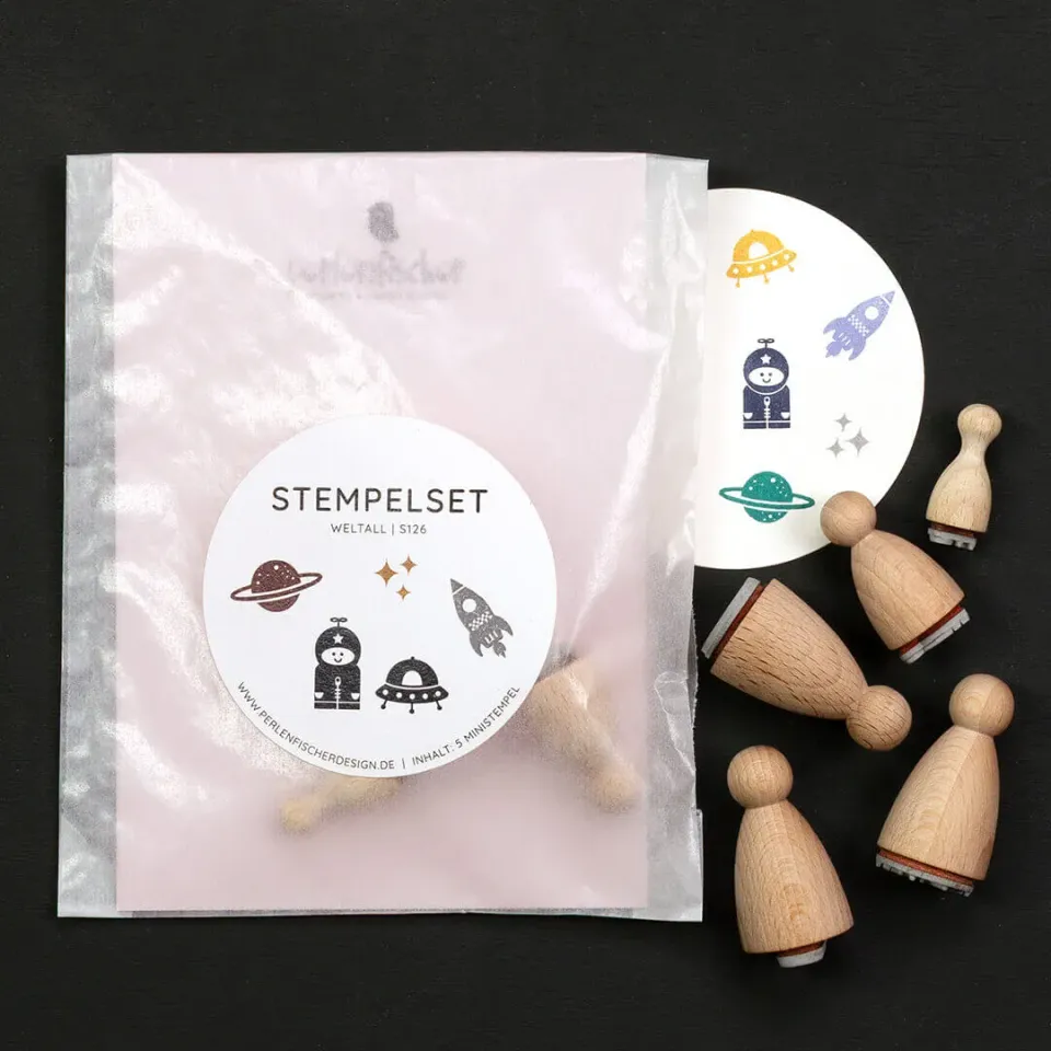 Perlenfischer Weltall Stempelset 5 Ministempel Weltraum