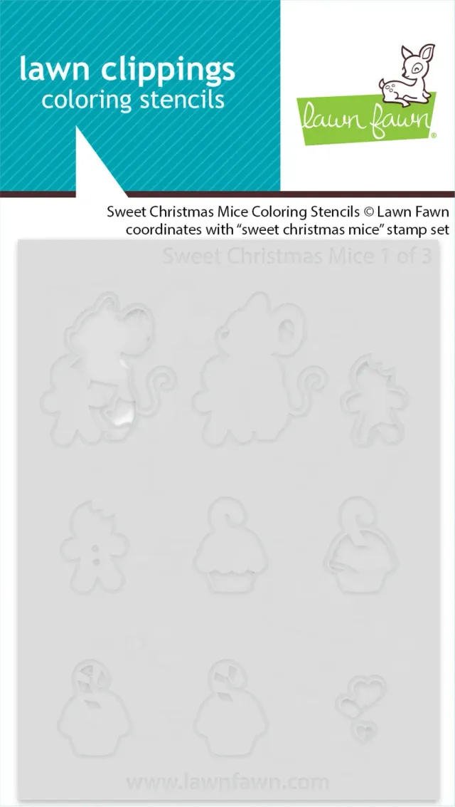 Lawn Fawn Sweet Christmas Mice Coloring Stencils Schablonen 3-teilig Weihnachten