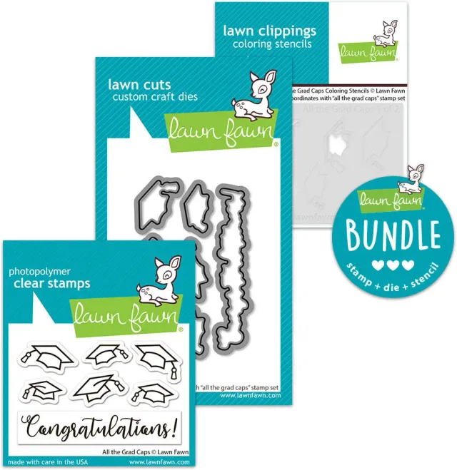 Lawn Fawn All the Grad Caps Stempel Stanze Schablone Set