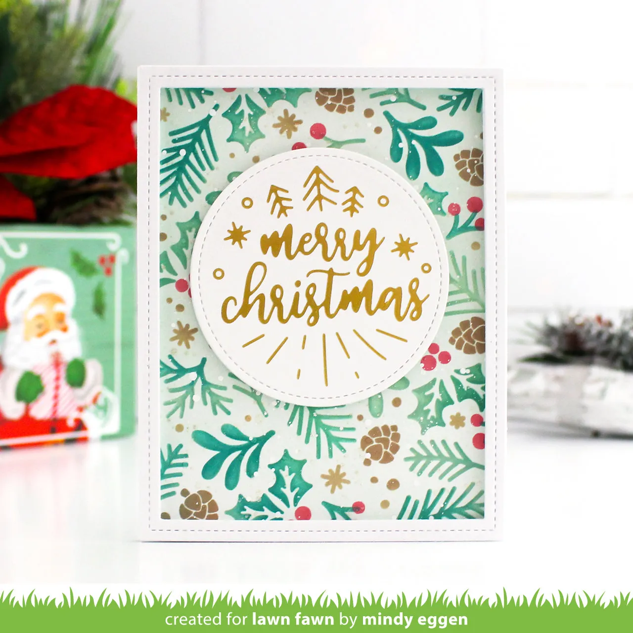 Lawn Fawn Foiled Sentiments Merry Christmas Heißfolienplatte glänzend