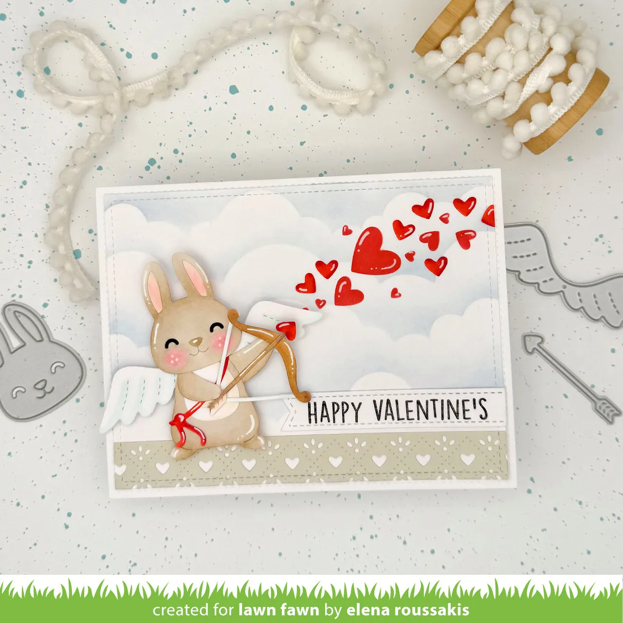 Lawn Fawn Lawn Cuts Quilted Heart Border Stanze gesteppt