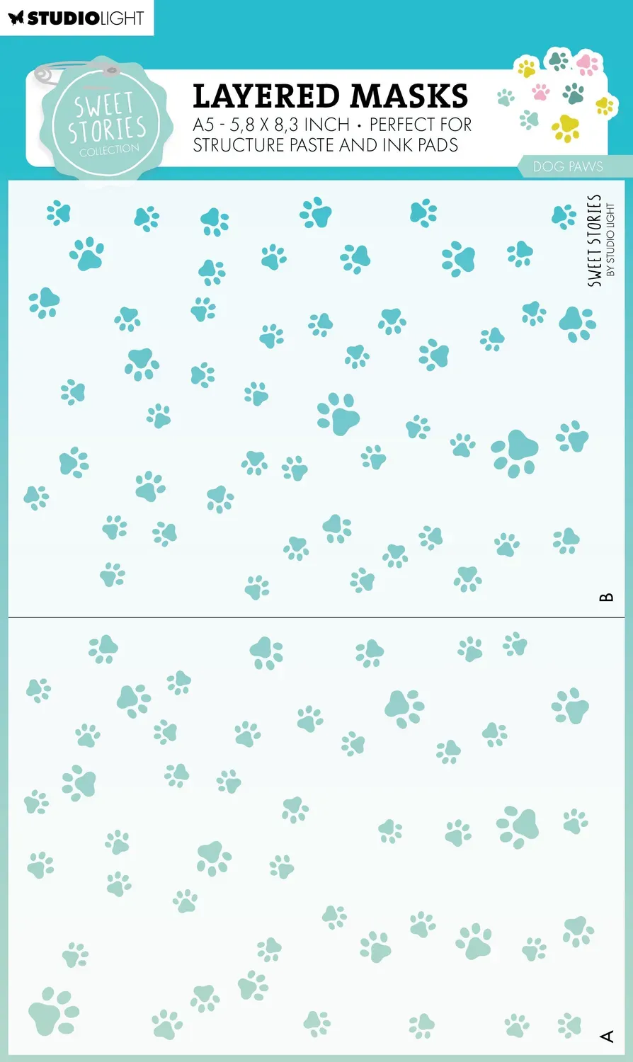 StudioLight Sweet Stories Dog paws Maske Schablone A5