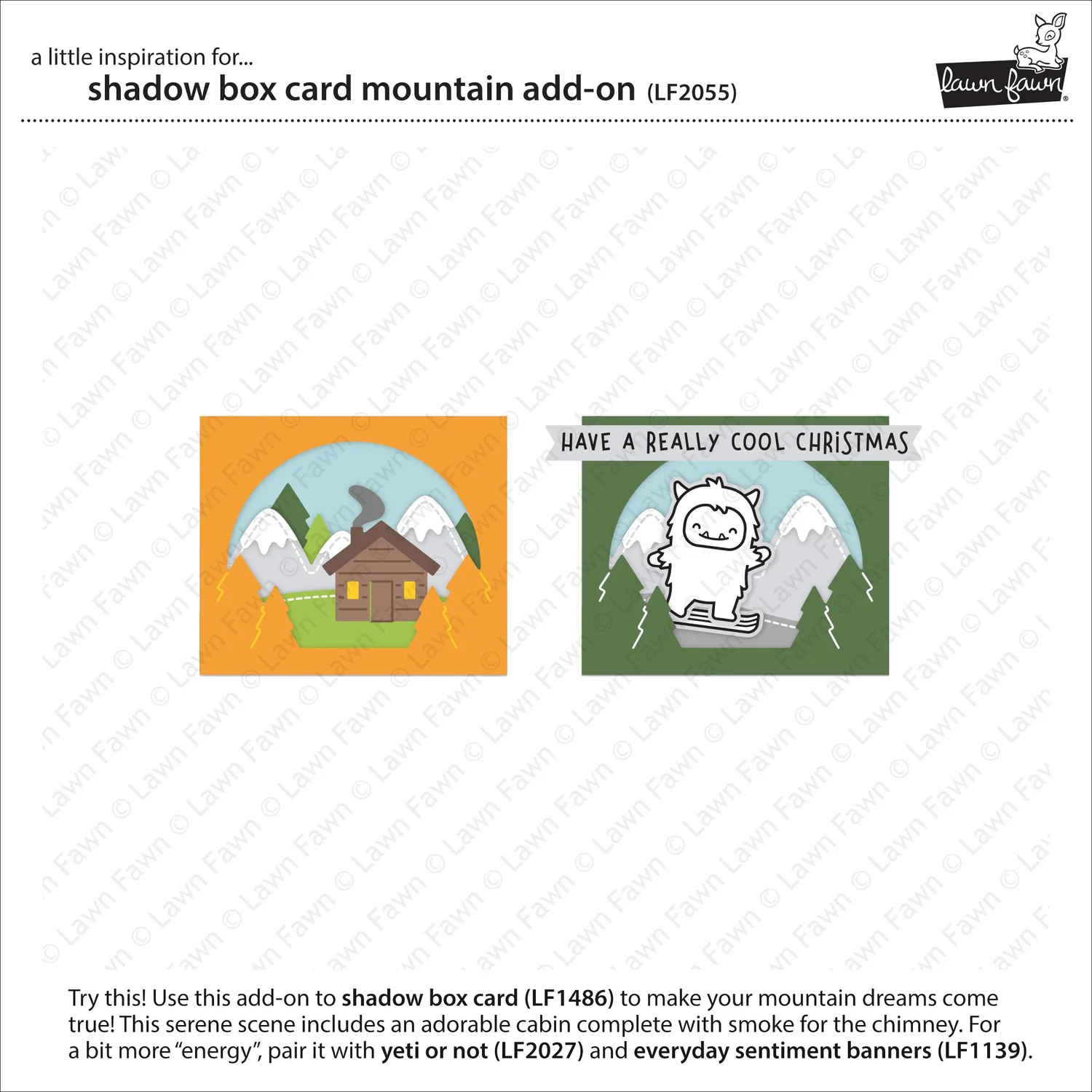 Lawn Fawn Shadow Box Mountain Add-On Stanzen Winter