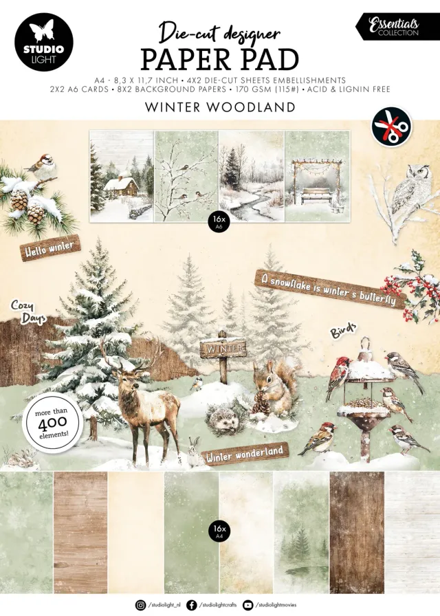 StudioLight Essentials Paper Pad Winter Woodland 28 Blatt
