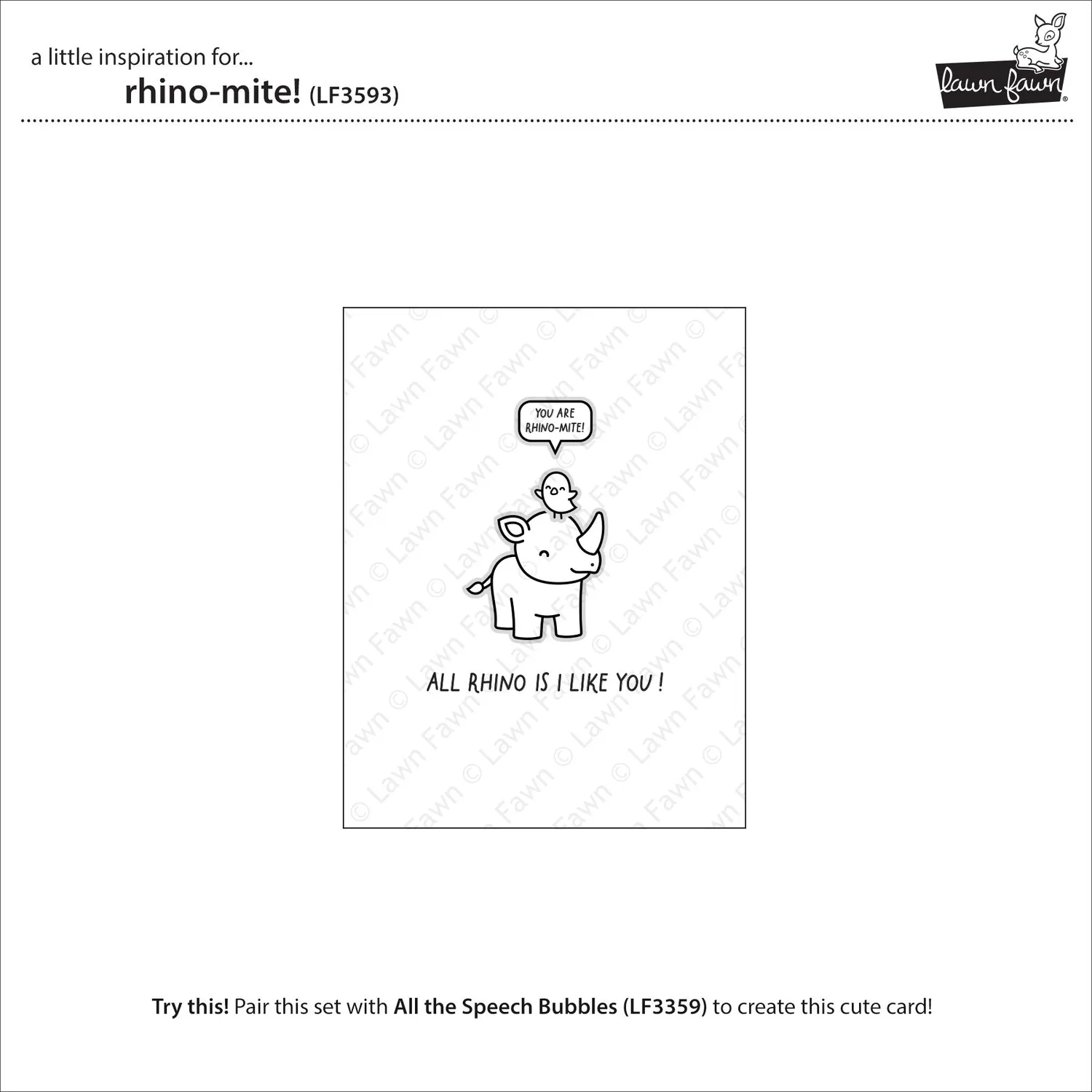 Lawn Fawn Rhino-mite Clear Stamps Nashorn Mini