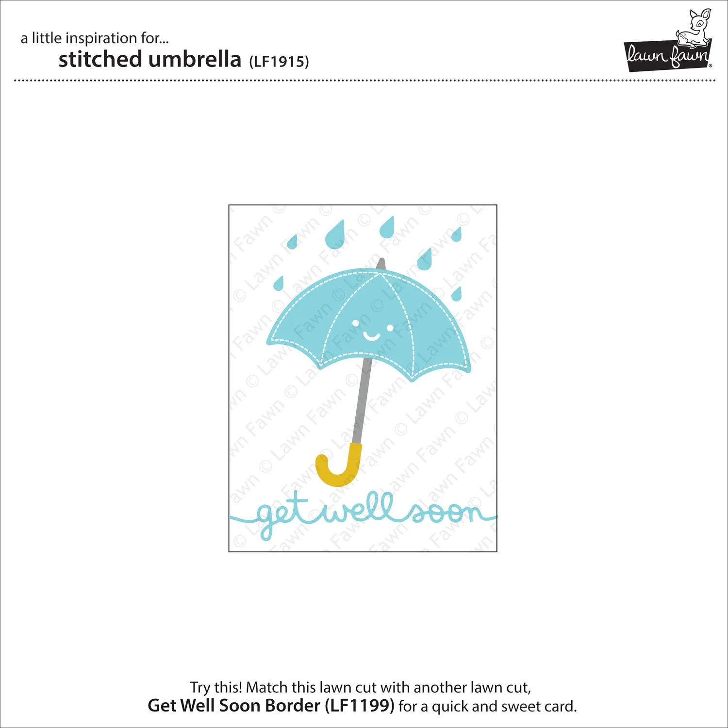 Lawn Fawn Stitched Umbrella LF1915 Stanze Regenschirm