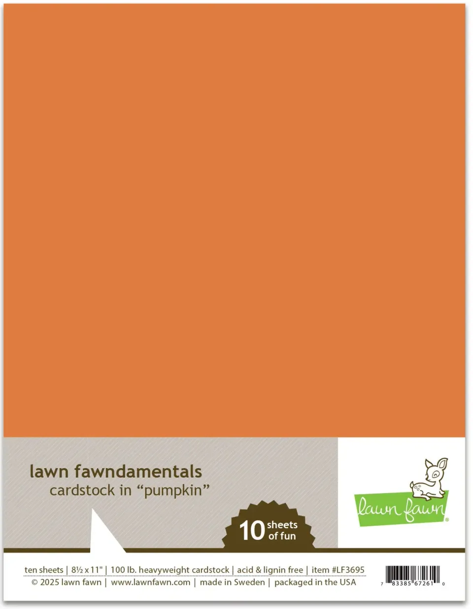 Lawn Fawn LF3695 Tonkarton Pumpkin Orange 10 Bogen extra stark