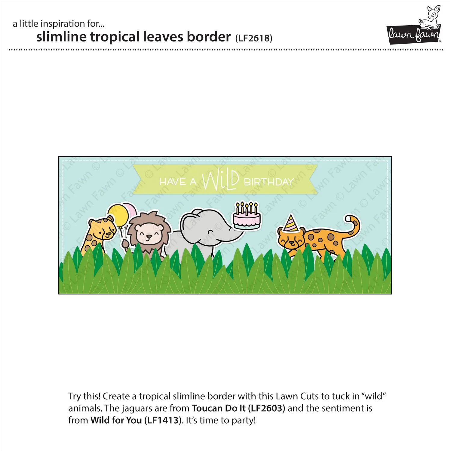 Lawn Fawn Slimline Tropical Leaves Border LF2618 Stanzschablone