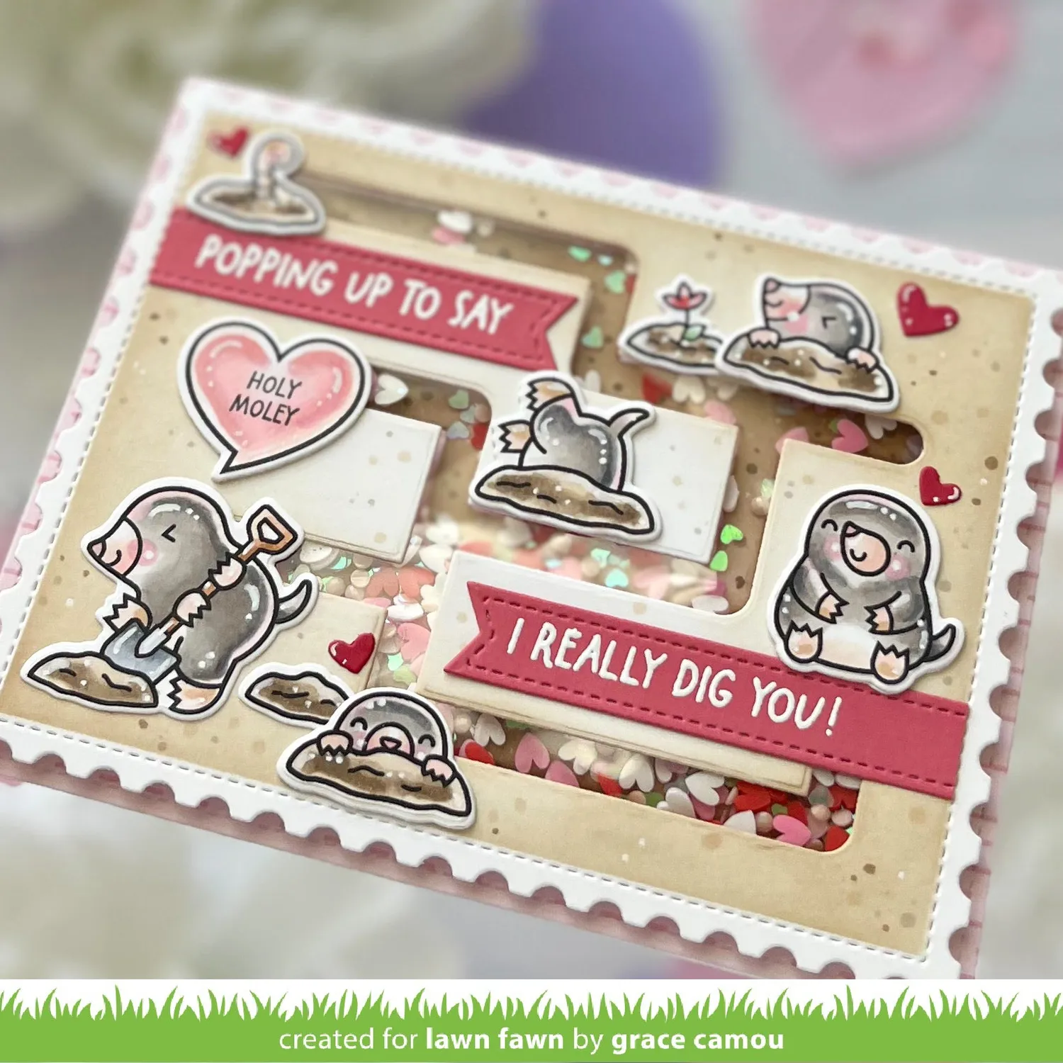 Lawn Fawn A Mole Lot of Love Add-On Stempel Valentinstag