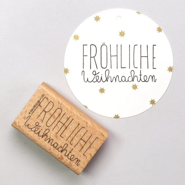 Perlenfischer Fröhliche Weihnachten 2 Stempel Holz 27x51mm