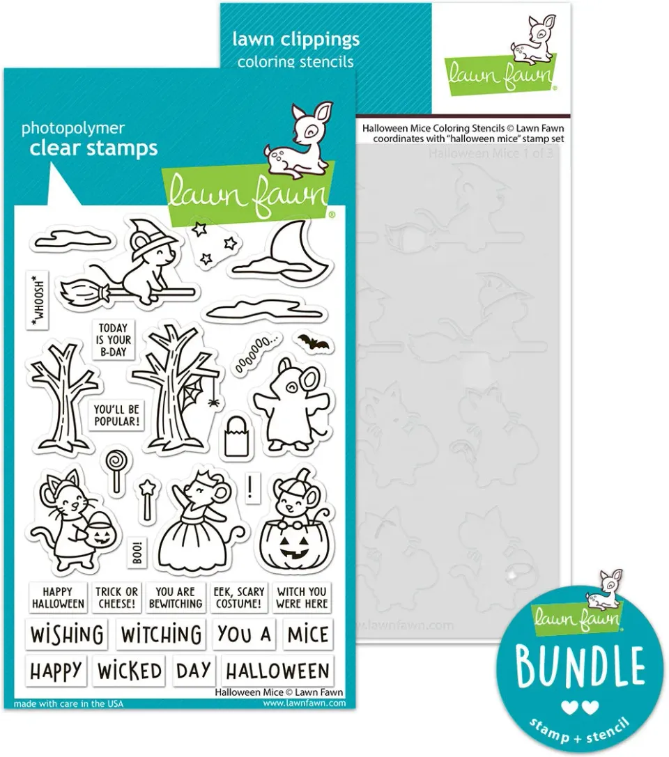 Lawn Fawn Halloween Mice Stempel Schablonen Bundle