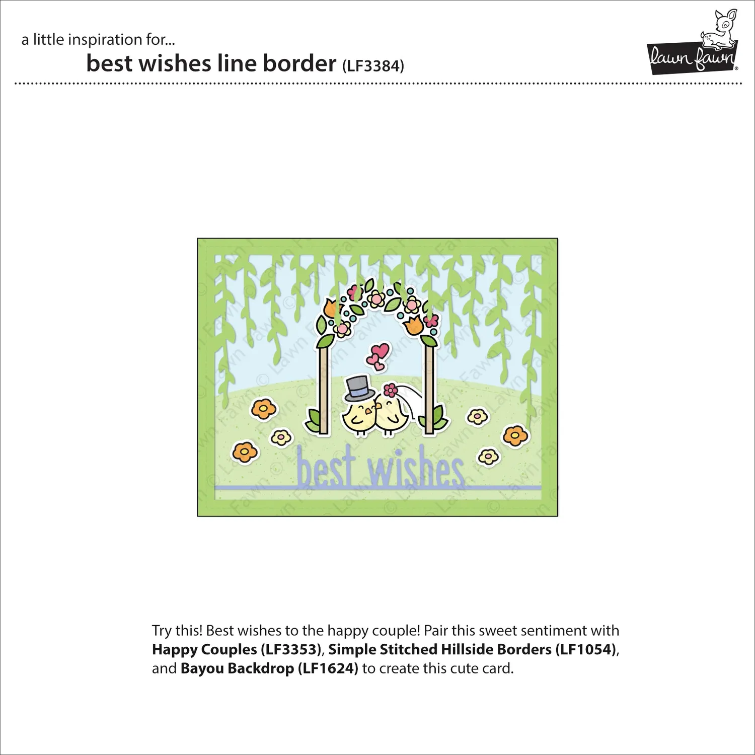 Lawn Fawn Best Wishes Line Border Stanze Schriftzug