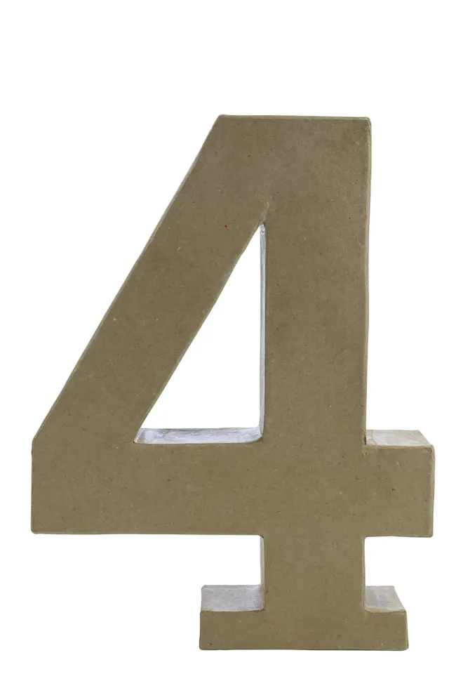 décopatch AC424O Zahl 4 Pappmaché Figur 30cm braun