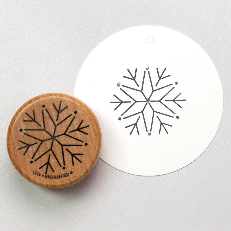 Perlenfischer Stempel Schneestern Groß Holzstempel Winter