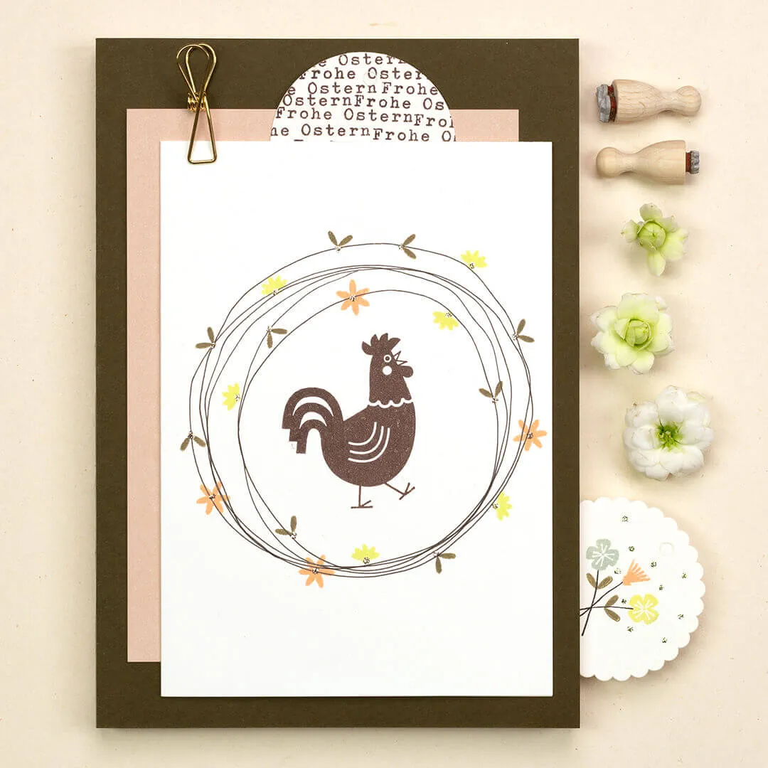 Perlenfischer Hahn Stempel 47 x 36 mm für Ostern