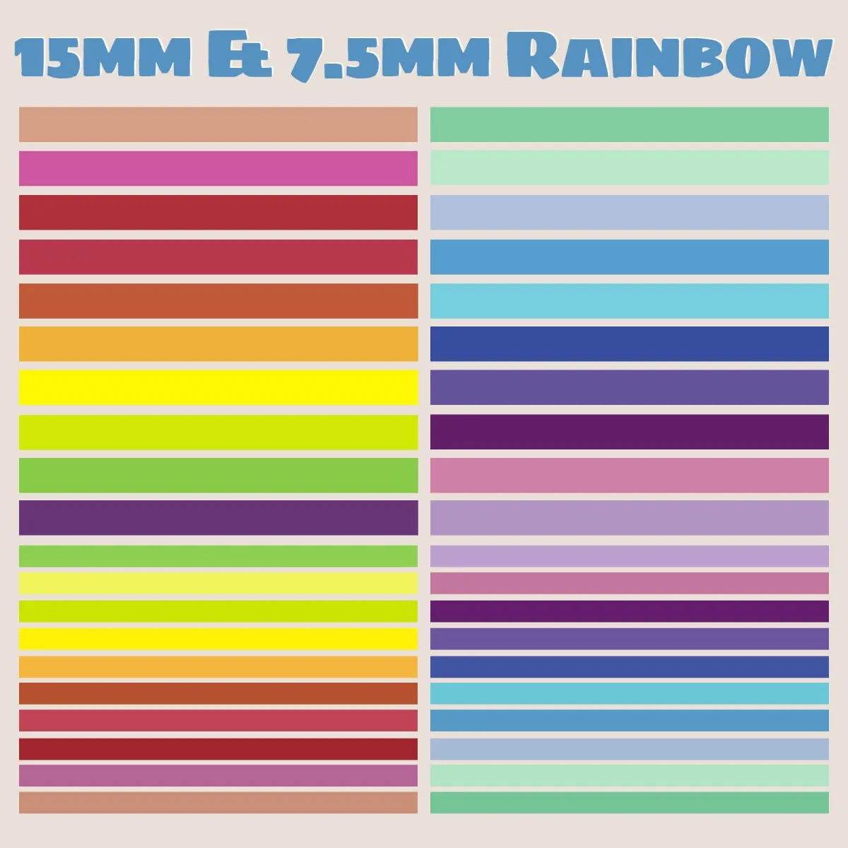 Ieebee Rainbow Washi Tape Set 40 Rollen Uni 15mm 7,5mm