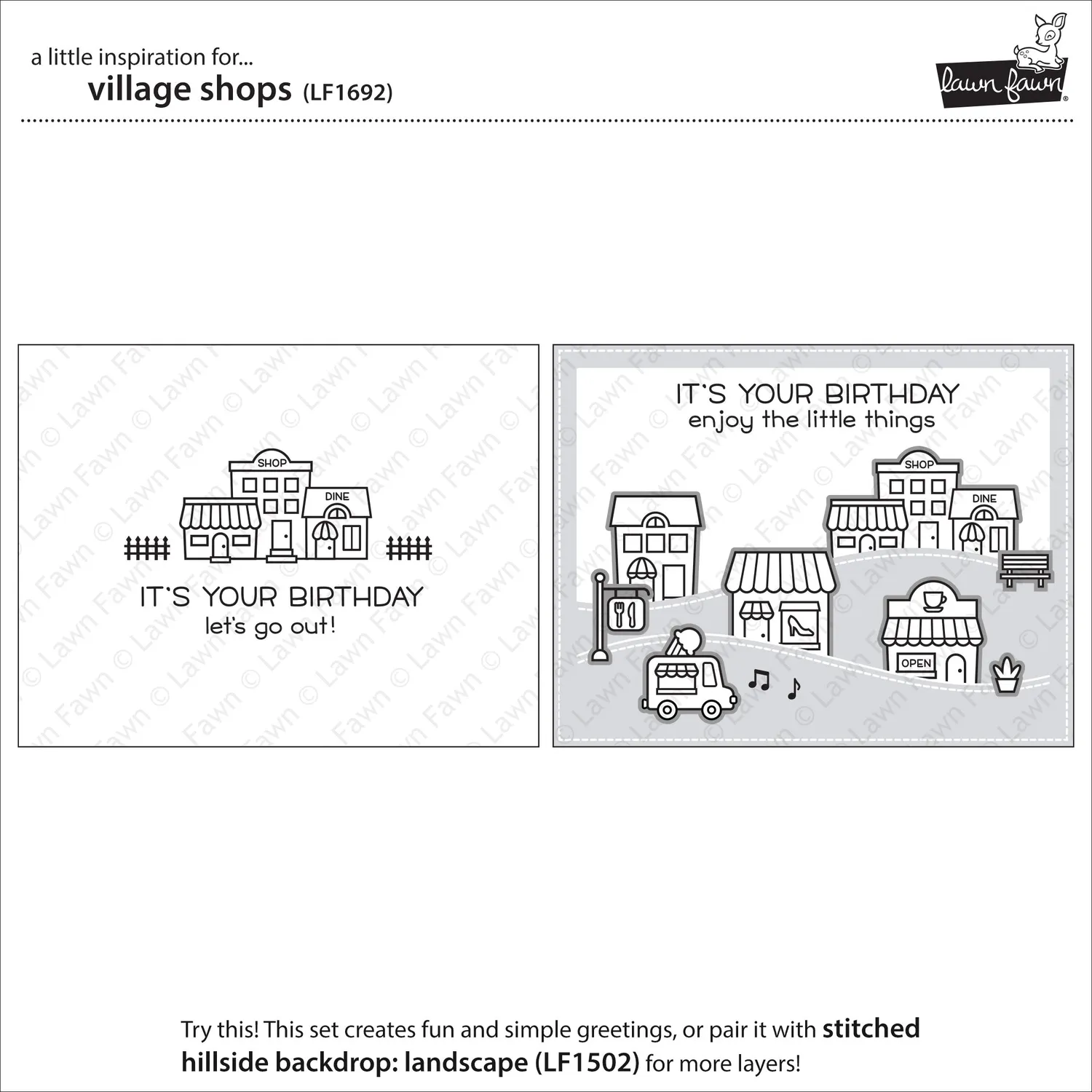 Lawn Fawn Village Shops LF1692 Clear Stamps Läden