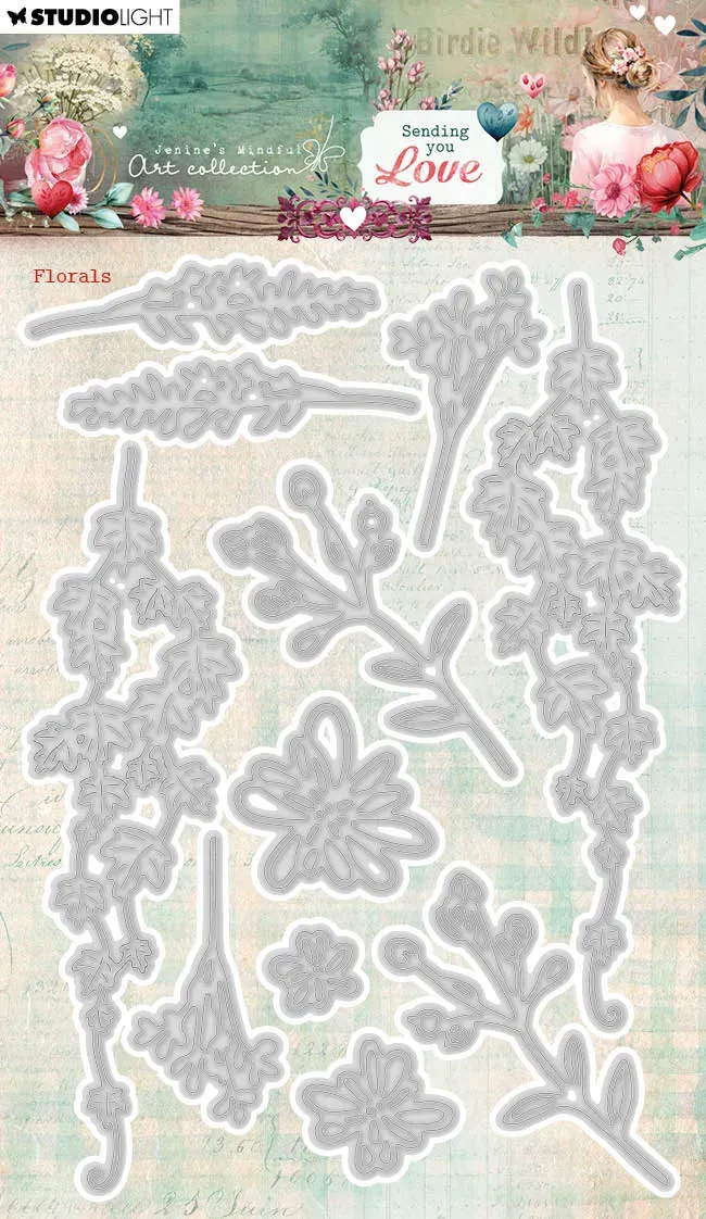 Jenine's Mindful Art Sending You Love Florals Stanzschablone 100x143mm