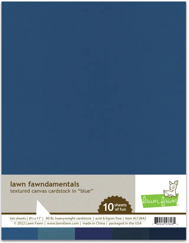 Lawn Fawn Textured Canvas Cardstock Fotokarton Blau 10 Bogen
