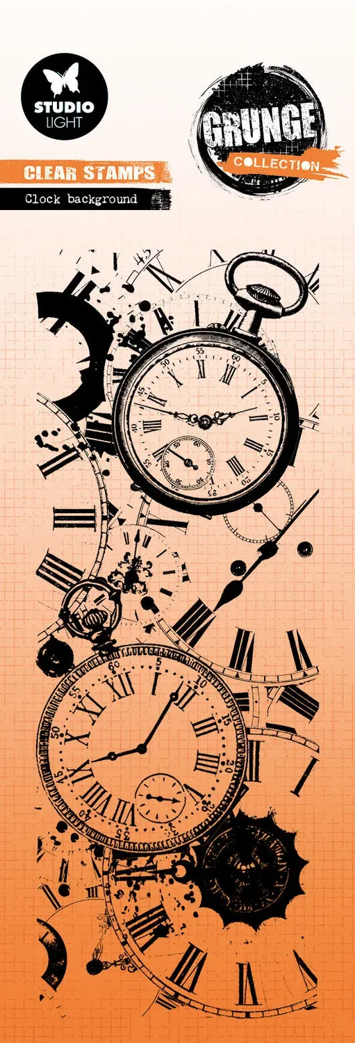 Studio Light Grunge Clear Stamp Clock Hintergrund 72x194mm