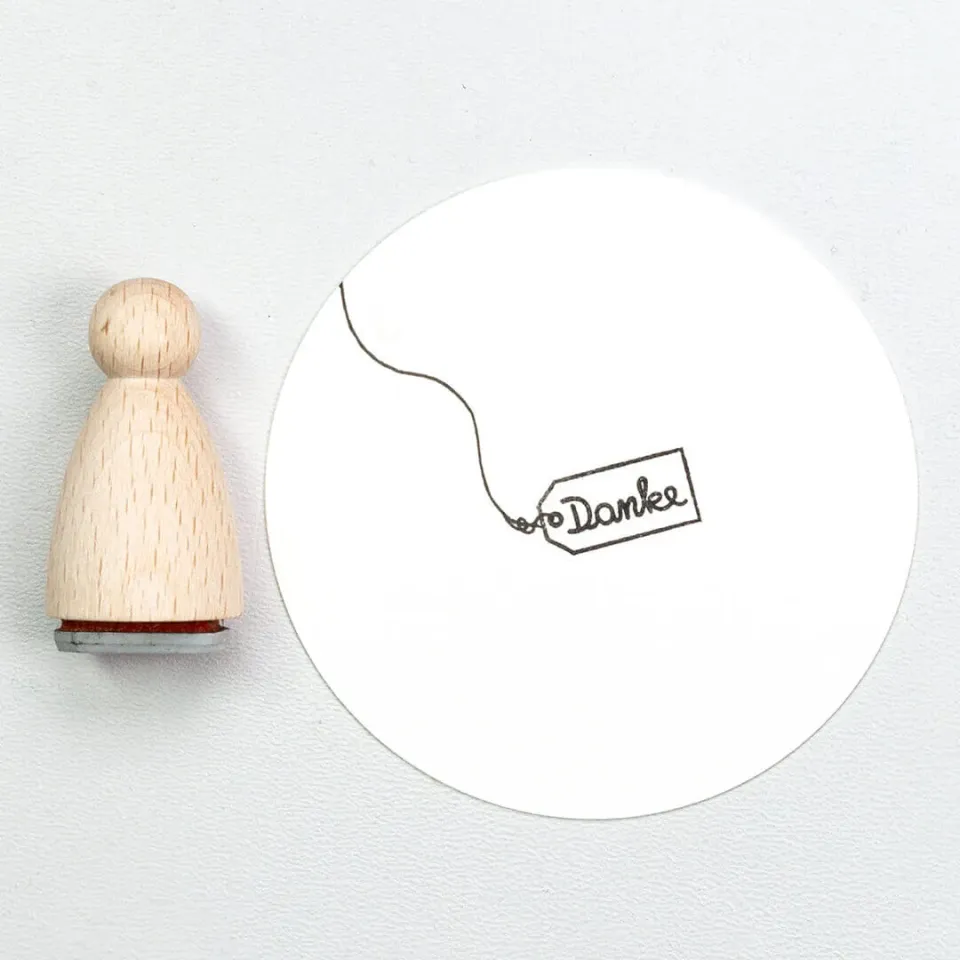 Perlenfischer Label Danke Stempel 9x18 mm Schrift