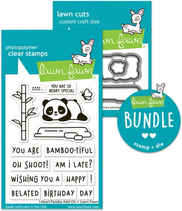 Lawn Fawn I Heart Pandas Add-On Stempelset + Stanzen Bundle