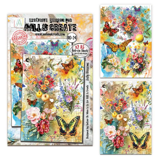 AALL and Create RO-24 Zesty Blossoms Rub-Ons A5 2-teilig Blüten