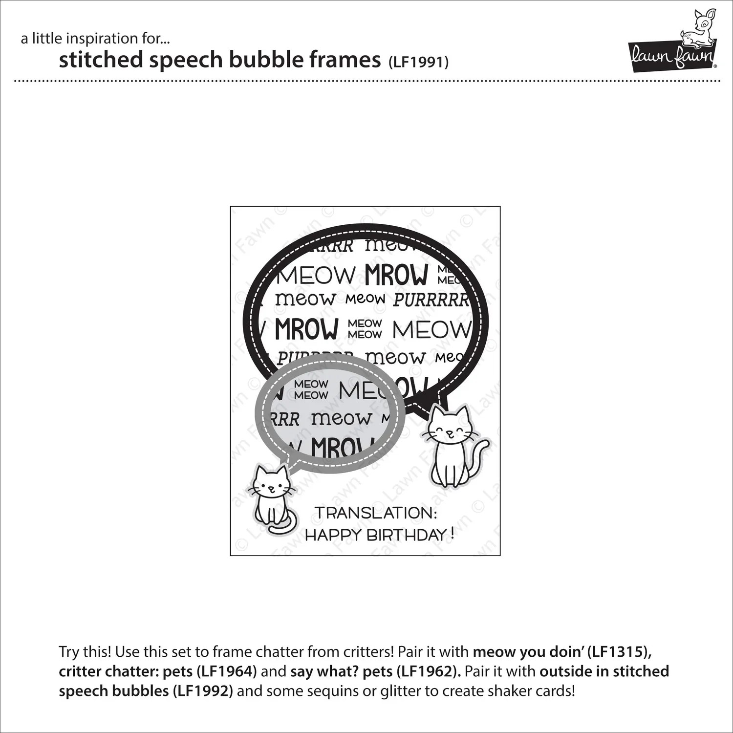 Lawn Fawn Stitched Speech Bubble Frames Stanzen Sprechblasen 3tlg