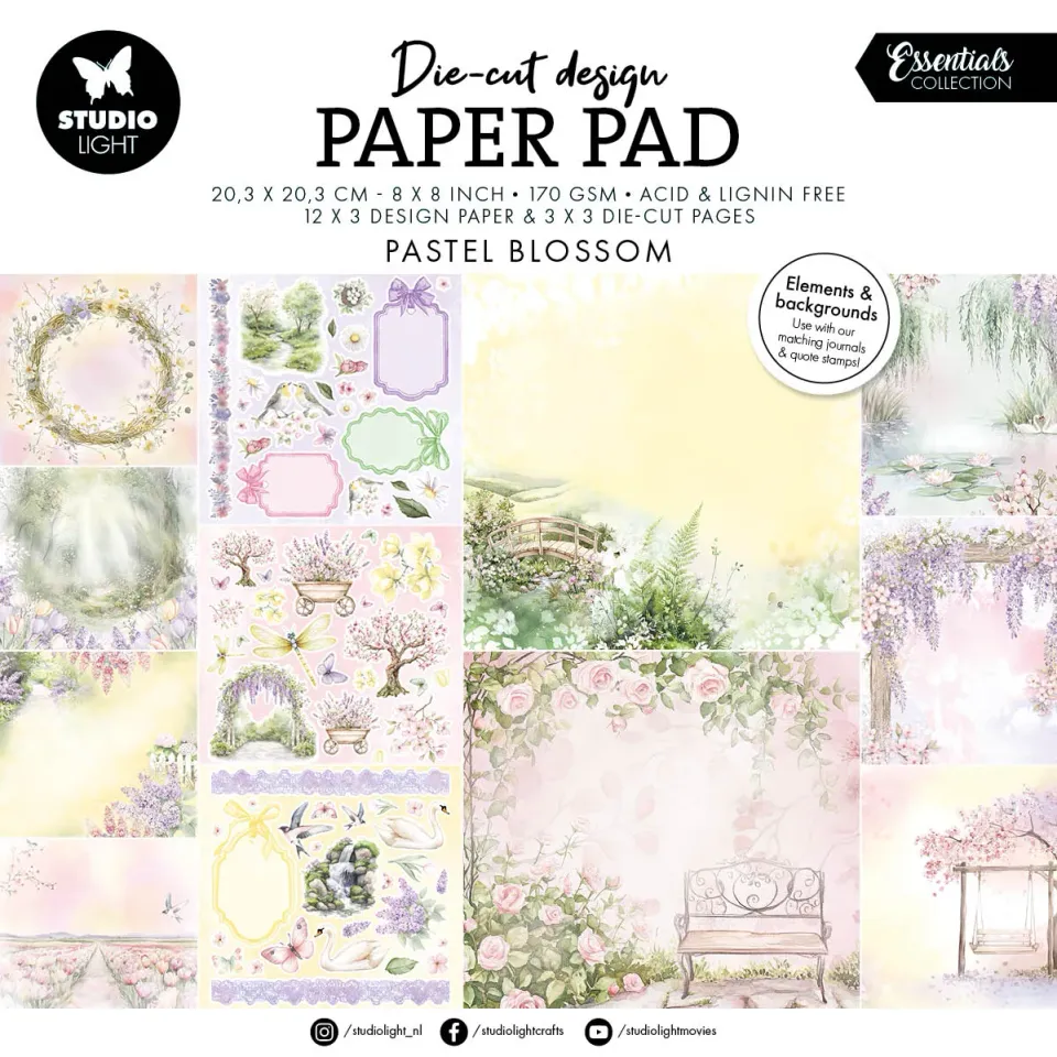 StudioLight Essentials Pastel Blossom Designpapier Block 36 Blatt