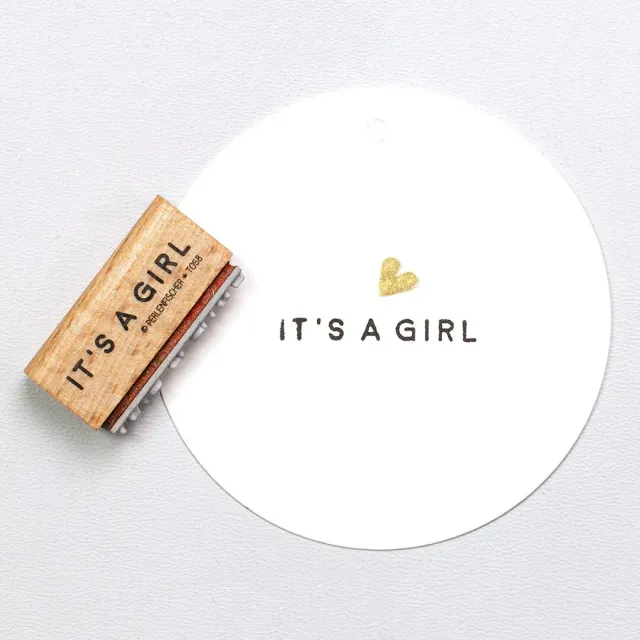 Perlenfischer It's a girl Textstempel 4x32 mm