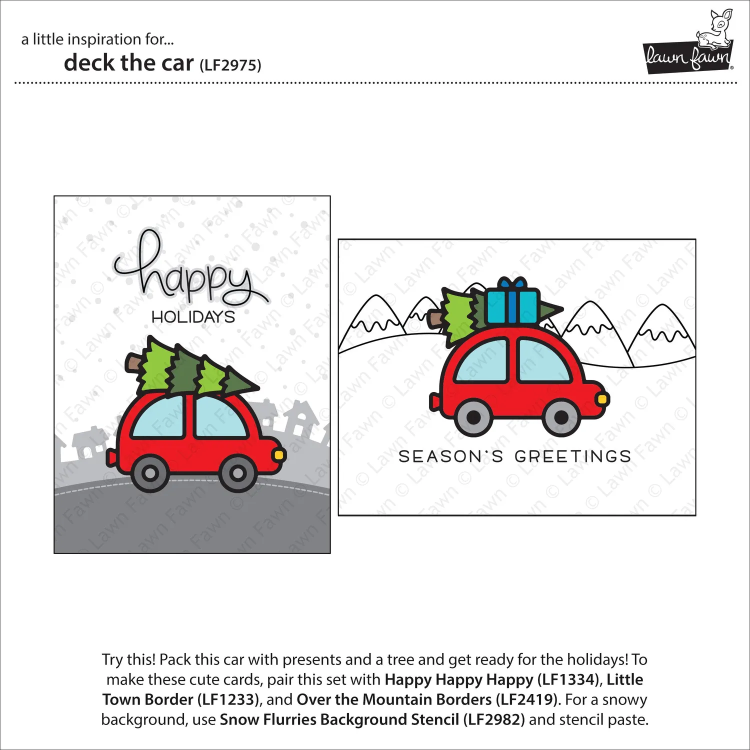 Lawn Fawn Deck the Car LF2975 Stanzen Auto Baum