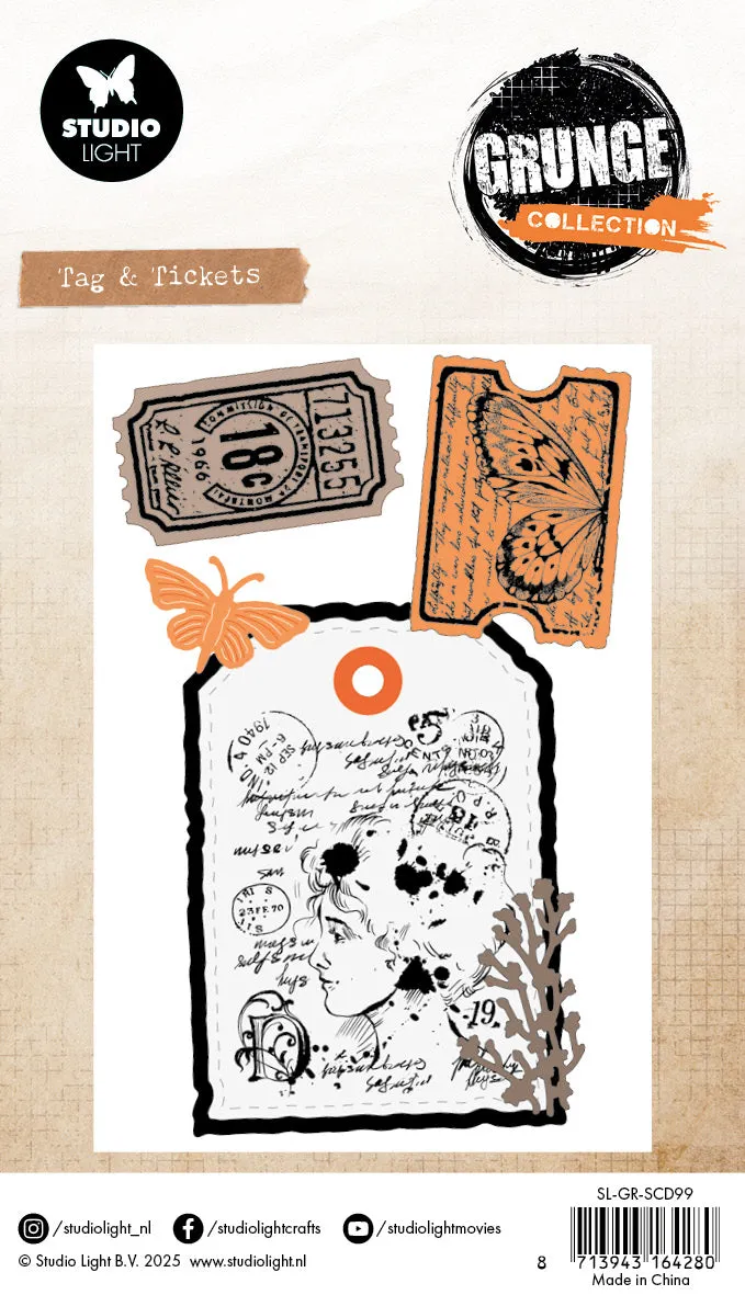 Studio Light Grunge Tag & Tickets Stempel Stanzschablone Set