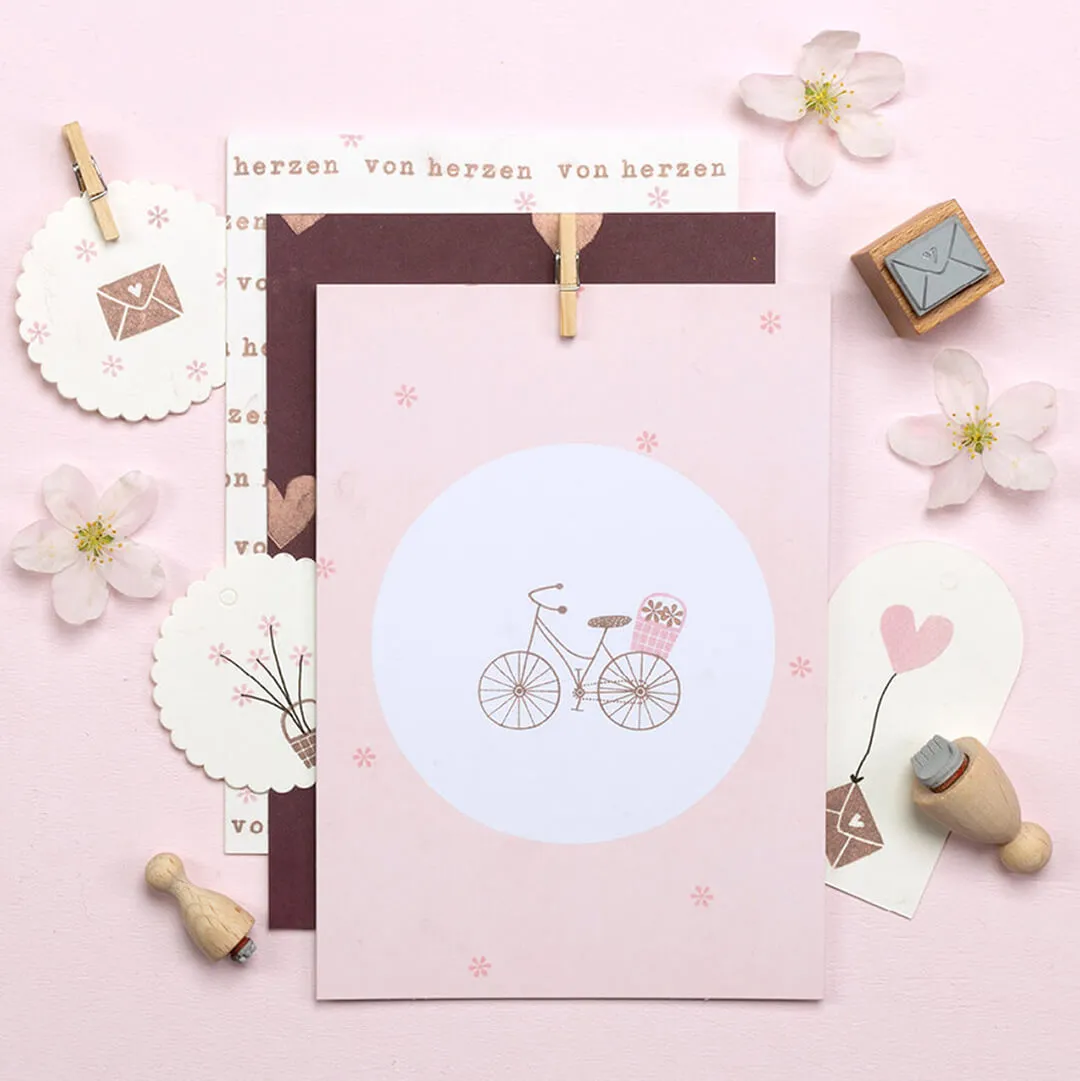 Perlenfischer Velo Stempel Holz 30x41 mm