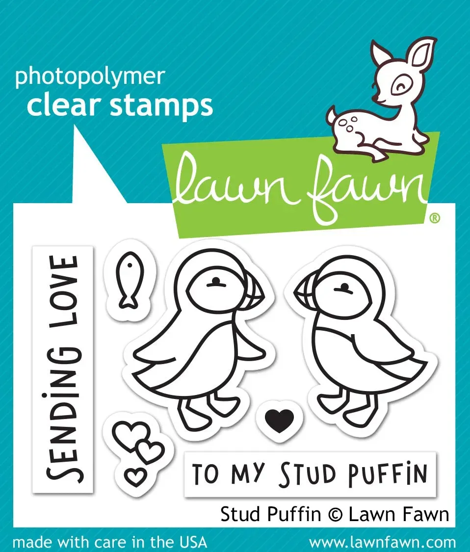 Lawn Fawn Stud Puffin LF2169 Stempelset Valentinstag