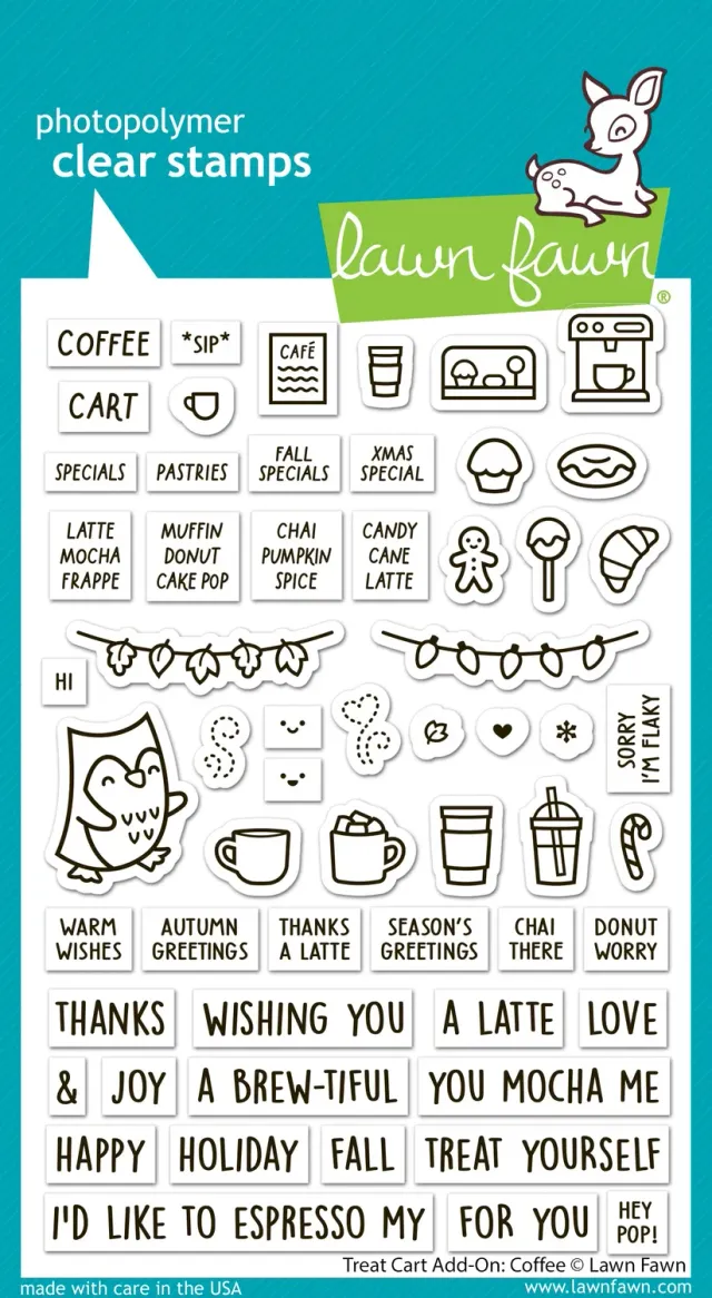 Lawn Fawn Treat Cart Coffee LF3496 Stempel Herbst Winter