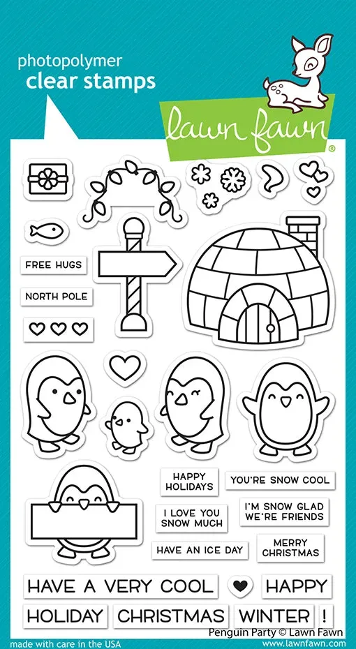 Lawn Fawn Penguin Party Stempelset Pinguin Weihnachten