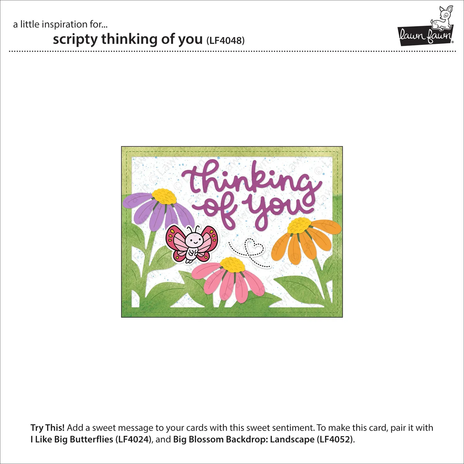 Lawn Fawn Scripty Thinking of You Stanze Schriftzug 9x4cm