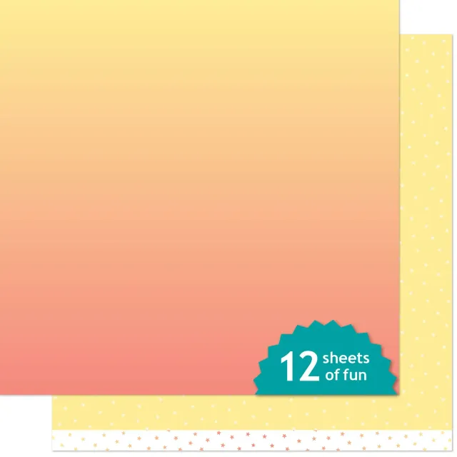 Lawn Fawn Sunrise Skies Papier 12x12 Gelb Verlauf Sterne