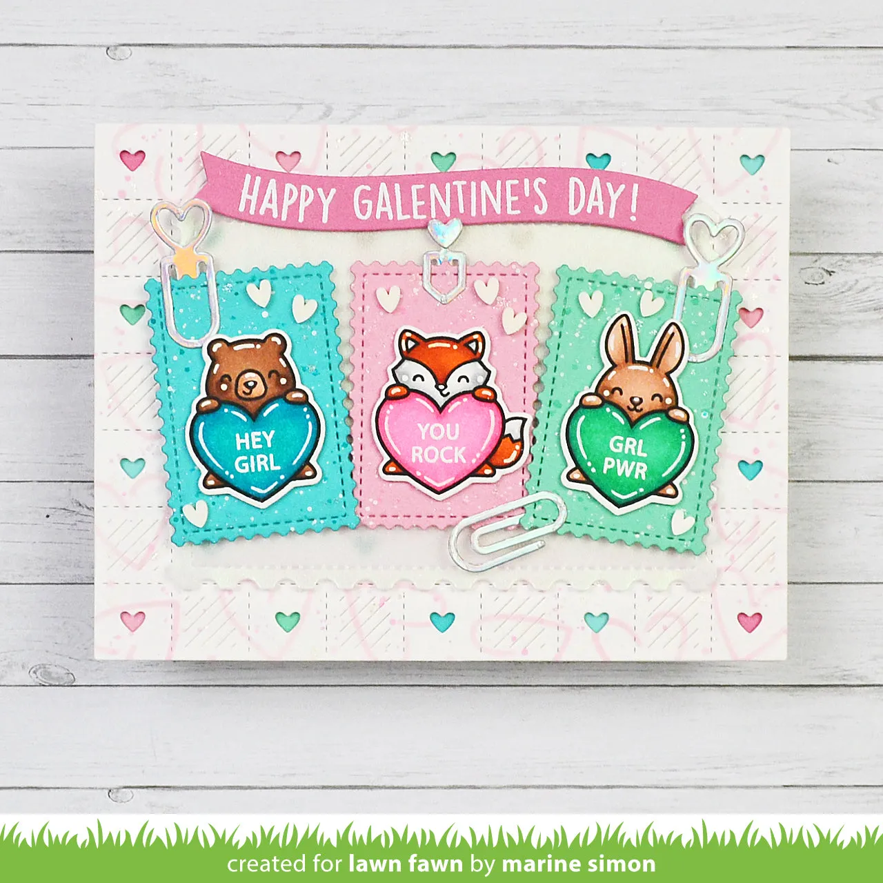 Lawn Fawn Critter Conversation Hearts LF3948 Stempelset Valentinstag