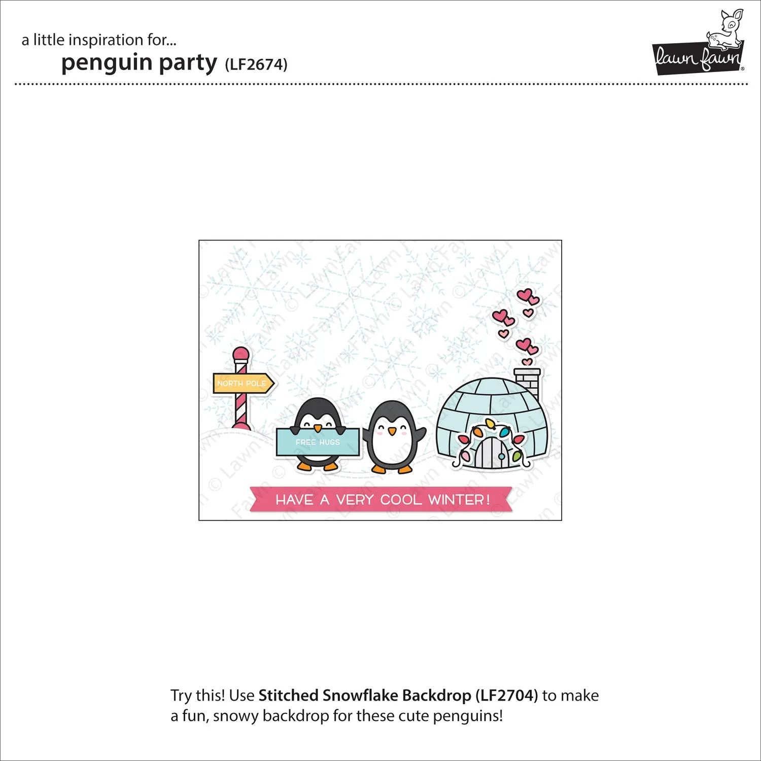 Lawn Fawn Penguin Party Stempelset Pinguin Weihnachten