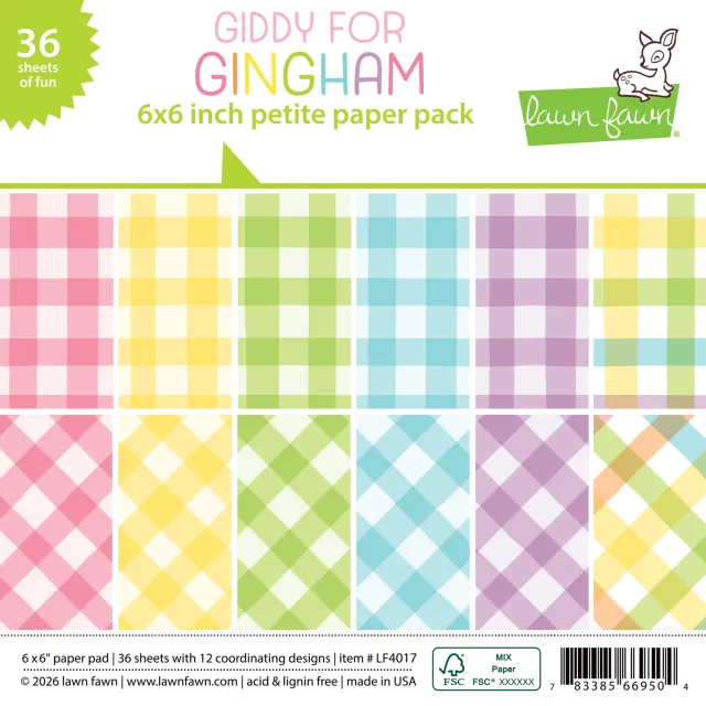 Lawn Fawn Giddy Gingham Papierblock 15x15 36 Blatt