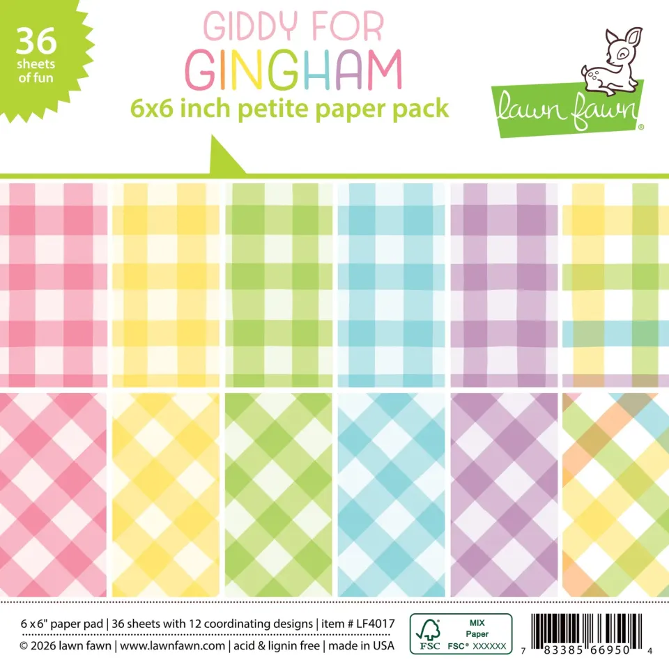 Lawn Fawn Giddy Gingham Papierblock 15x15 36 Blatt