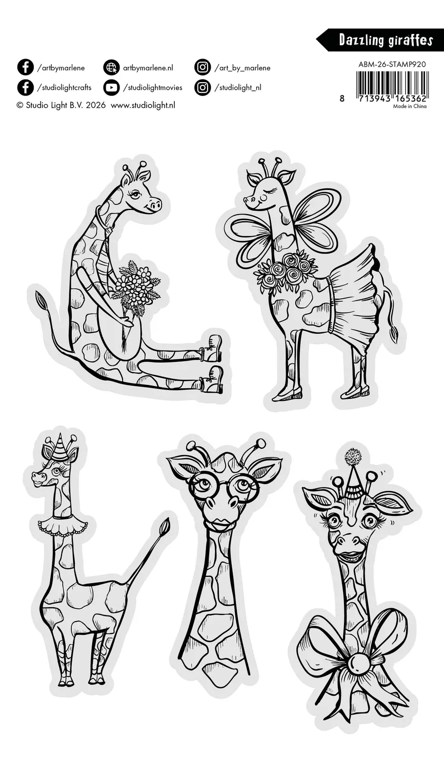 Art by Marlene 2026 Dazzling Giraffes Clear Stamps Giraffen