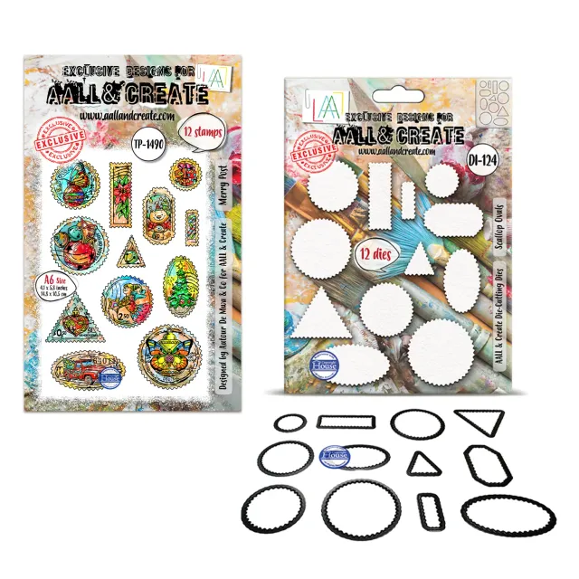 Autour de Mwa Merry Post TP-1490 Stempel A6 + Oval-Stanzen