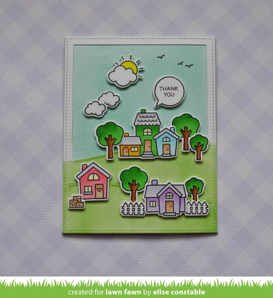 Lawn Fawn Happy Village Stempelset Häuser Einzug