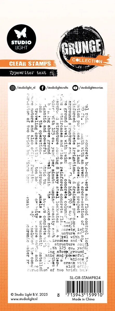 Studio Light Grunge Typewriter Tekst Clear Stamp klein