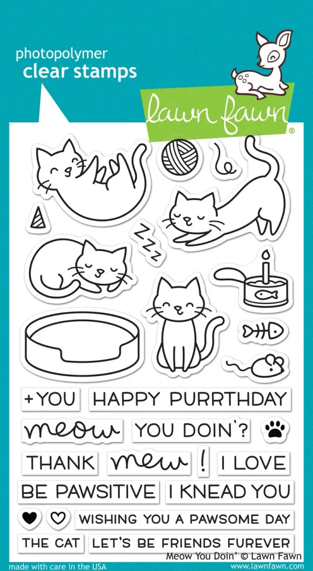 Lawn Fawn Meow You Doin Stempelset Katzen 4 Motive