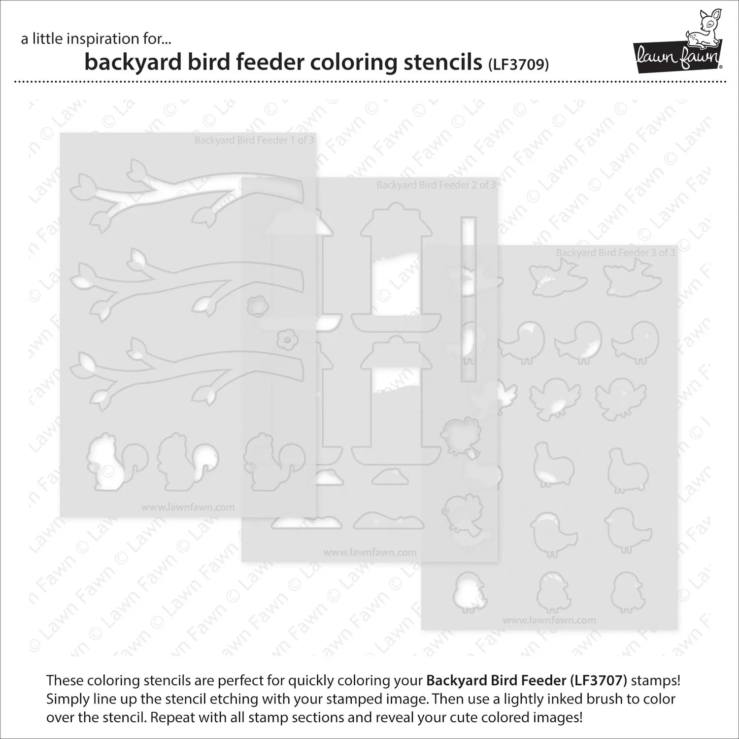 Lawn Fawn Backyard Bird Feeder Schablonen 3-teilig