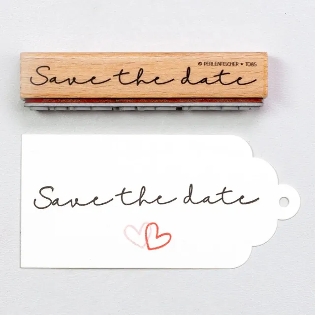 Perlenfischer Save the date 2 Stempel 8x80 mm Holz