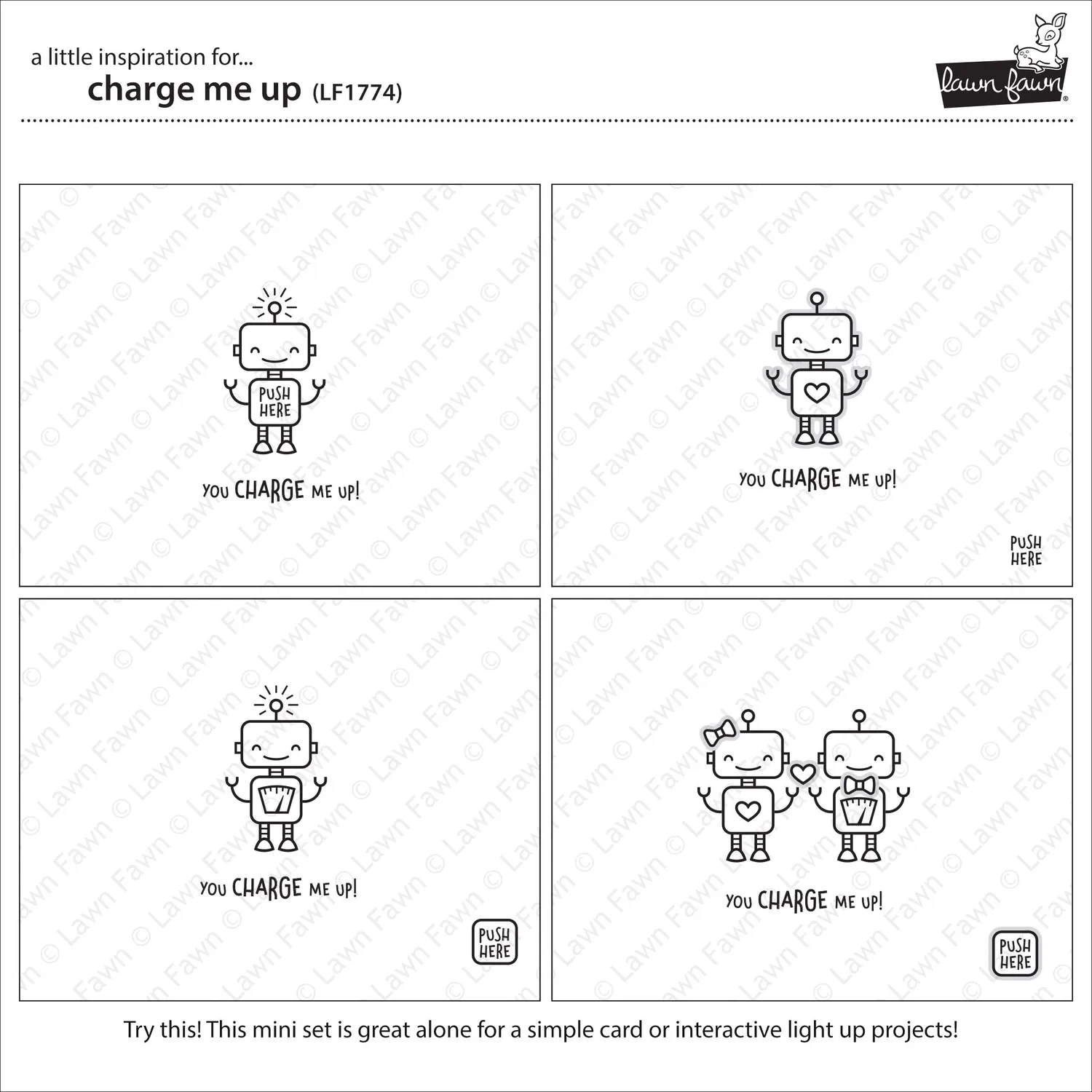 Lawn Fawn Charge Me Up Stempel Mini Roboter Herz